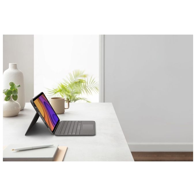 Logitech Folio Touch Custodia Tastiera con Trackpad Retroilluminato Apple Smart Connector QWERTY Spagnola Grigio Oxford per Apple 10.9'' iPad Air