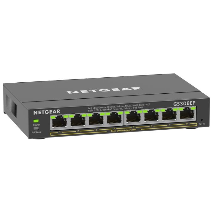 Netgear GS308EP Switch Gestito L2-l3 Gigabit Ethernet 10-100-1000 Supporto Power Over Ethernet Nero