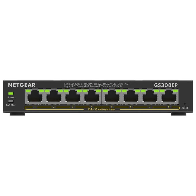 Netgear GS308EP Switch Gestito L2-l3 Gigabit Ethernet 10-100-1000 Supporto Power Over Ethernet Nero