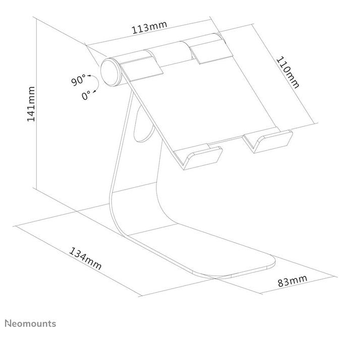 Neomounts DS15-050SL1 Supporto per Tablet Universale fino a 11'' Inclinazione Regolabile 0 - 90° Gestione Cavi Colore Argento