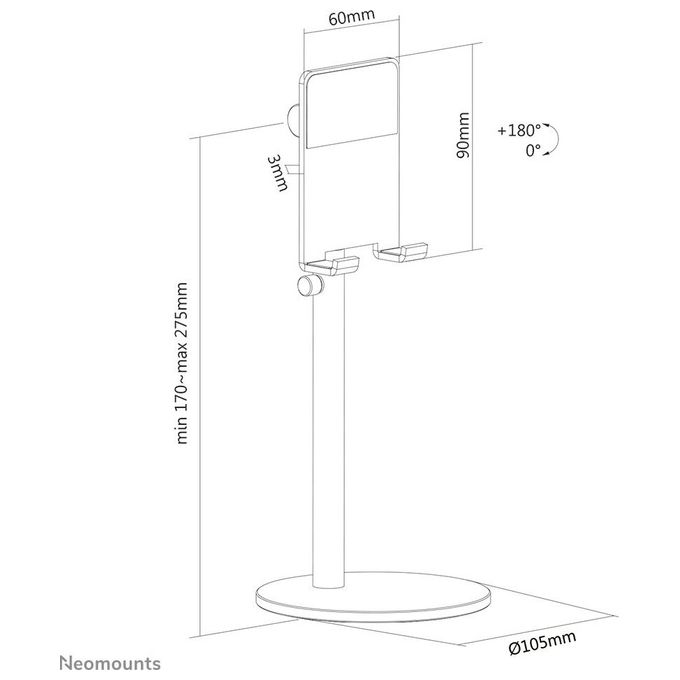 Neomounts Supporto per Telefono fino a 10'' da Scrivania Argento