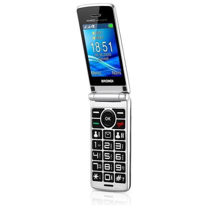 Brondi Cellulare Amico Sincero Grigio Fotocamera 1.3mp Bluetooth Numeri Grandi Tasto Sos