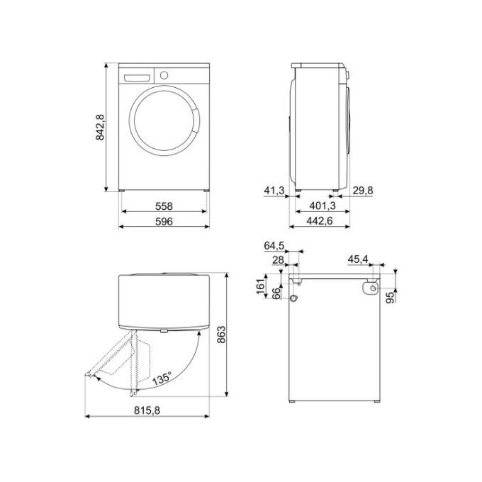 Smeg LBW50CIT Lavatrice Slim Carica Frontale Classe energetica D Capacita' di Carico 5Kg Centrifuga 1000 giri Partenza Differita Risciacquo aggiuntivo Profondita' 40 cm