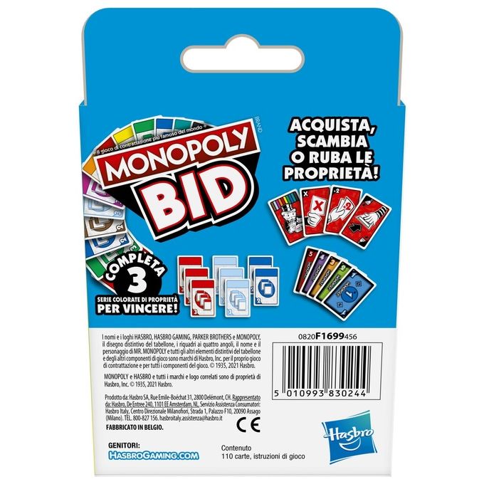 Hasbro Monopoly Bid Giochi da Tavolo per Famiglie e Amici Divertimento Strategico nel Gioco Classico di Monopoly