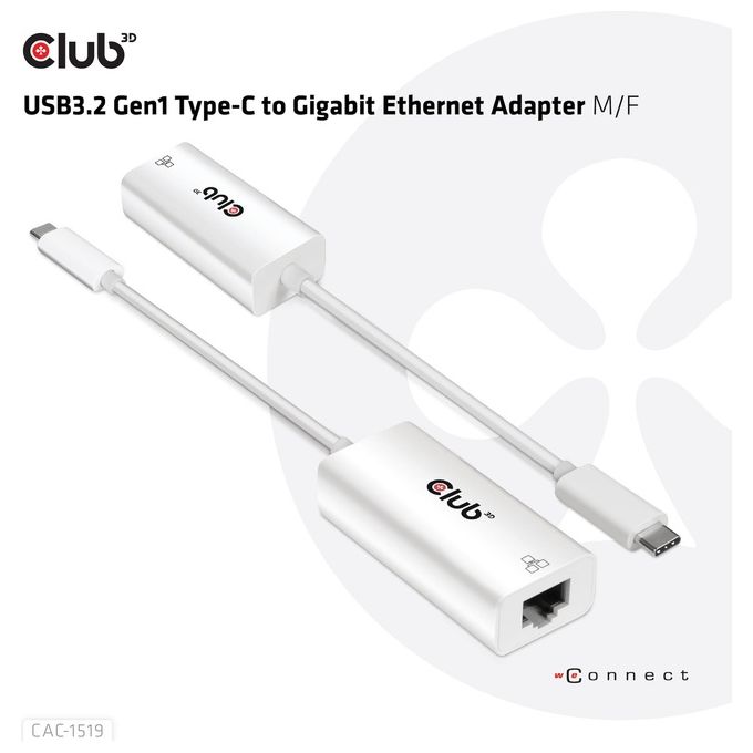 Club3d CAC-1519 Active Adapter Usb Type-C 3.1 Gen 1M a 1Gb Ethernet F