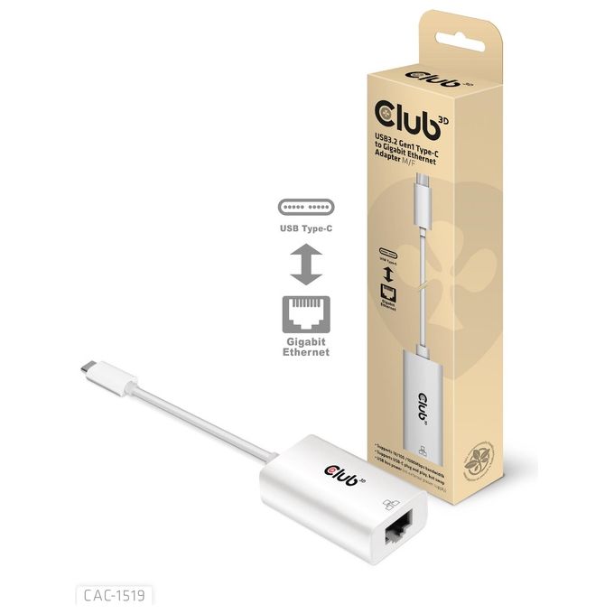 Club3d CAC-1519 Active Adapter Usb Type-C 3.1 Gen 1M a 1Gb Ethernet F