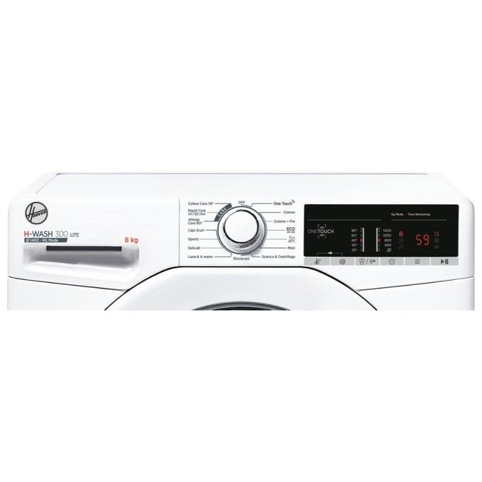 Hoover H-Wash 300 LITE H3W 48TE-11 Lavatrice a carica frontale 8Kg classe D 1400 giri 15+1 programmi cicli care NFC bianco 60x52x85