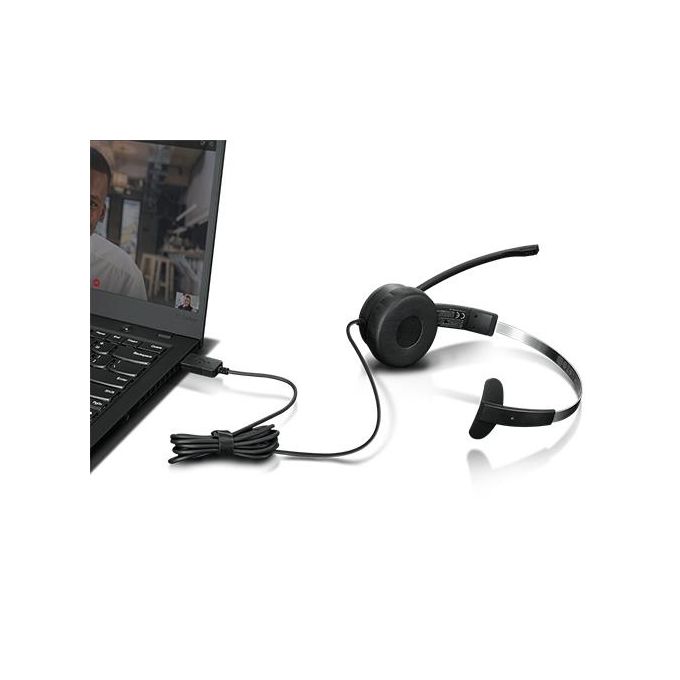 Lenovo 100 Mono Cuffia Padiglione Auricolare Usb Tipo A Nero