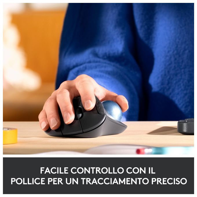 Logitech Ergo M575 Mouse Mano Destra Wireless A Rf + Bluetooth Trackball 2000 Dpi