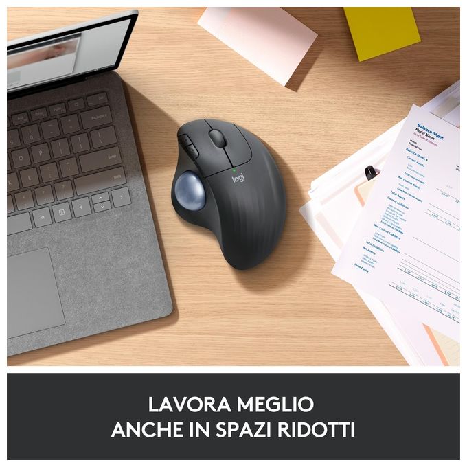 Logitech Ergo M575 Mouse Mano Destra Wireless A Rf + Bluetooth Trackball 2000 Dpi