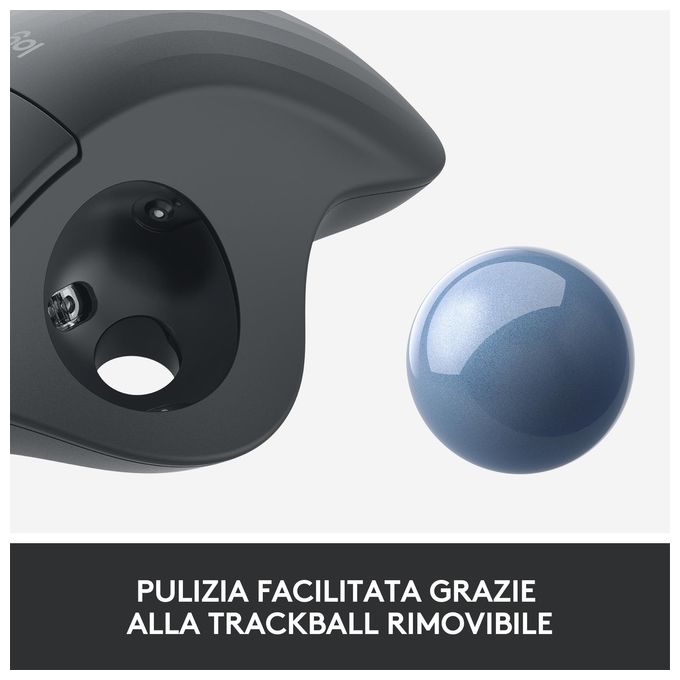 Logitech Ergo M575 Mouse Mano Destra Wireless A Rf + Bluetooth Trackball 2000 Dpi