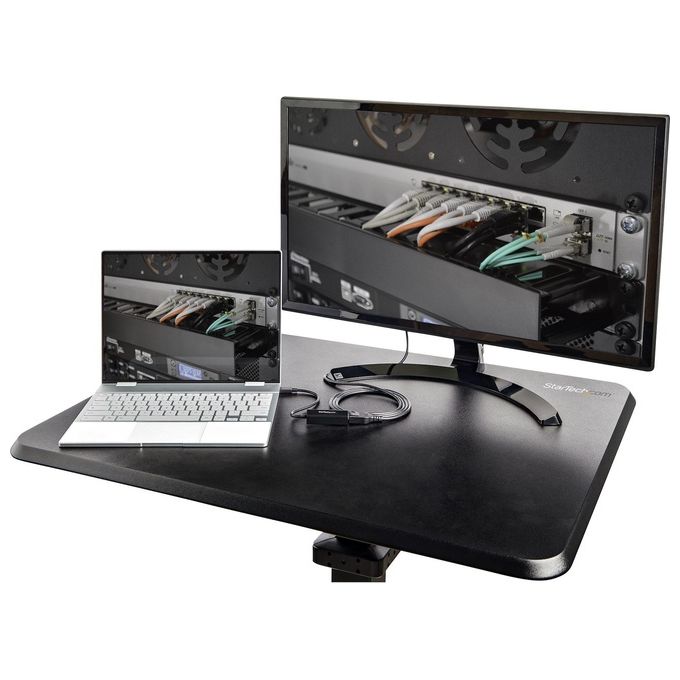 StarTech.com STSCART2 Scrivania Sit-Stand Regolabile in Altezza con Ruote Bloccanti 750 - 1200 mm Materiale Piano in Legno colore Nero