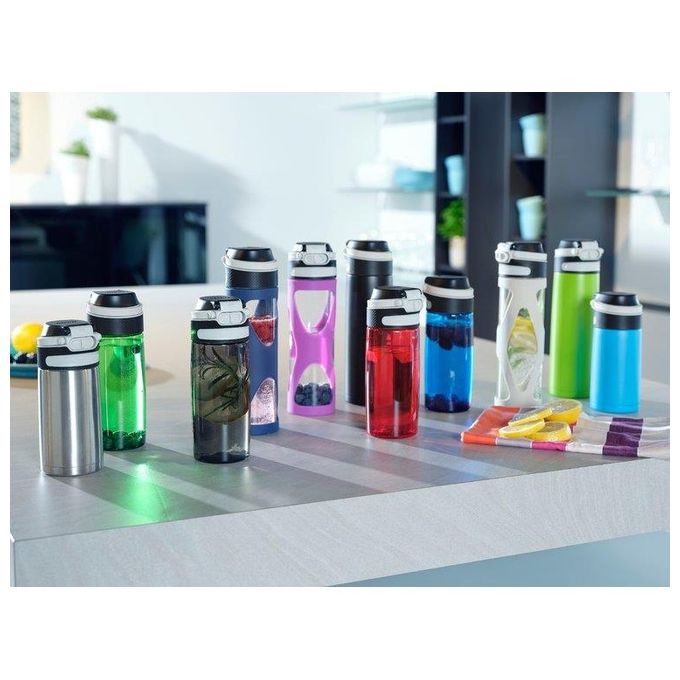 Leifheit Borraccia Flip in Vetro Rosso 600ml