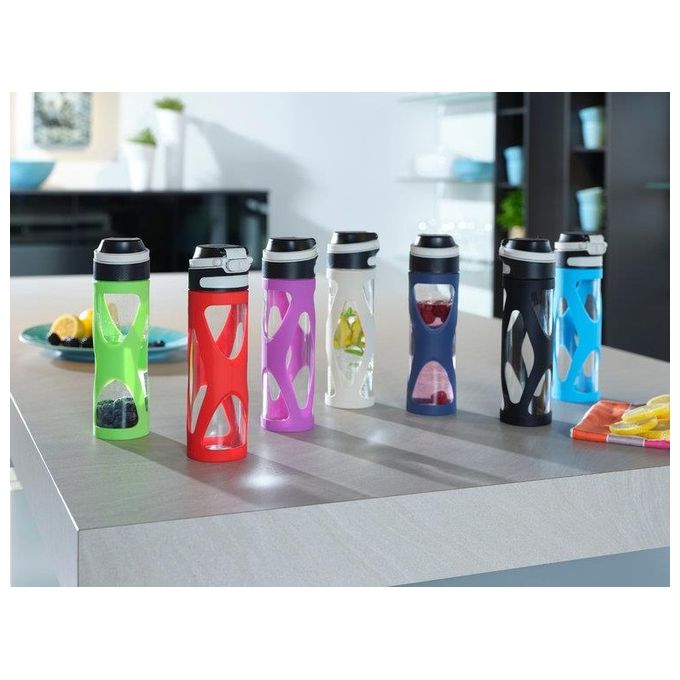 Leifheit Borraccia Flip in Vetro Rosso 600ml