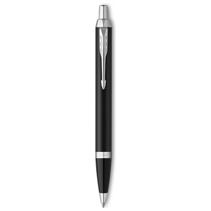 Parker IM Penna a Sfera Nero Opaco con Puntale Cromato Punta Media con Inchiostro Blu