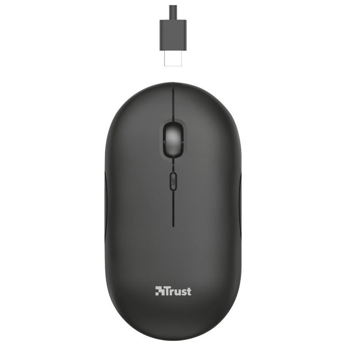 Trust Puck Mouse Ambidestro Wireless A Rf + Bluetooth Ottico 1600 Dpi
