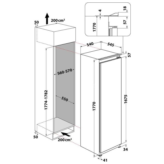 Whirlpool ARG 18481 Frigorifero Monoporta Capacita' 292 Litri Classe Energetica F Statico FreshControl Allarme porta aperta Gestione dello spazio 177 cm Bianco