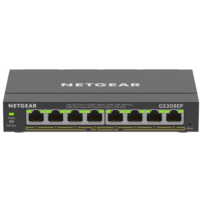 Netgear GS308EP Switch Gestito L2-l3 Gigabit Ethernet 10-100-1000 Supporto Power Over Ethernet Nero