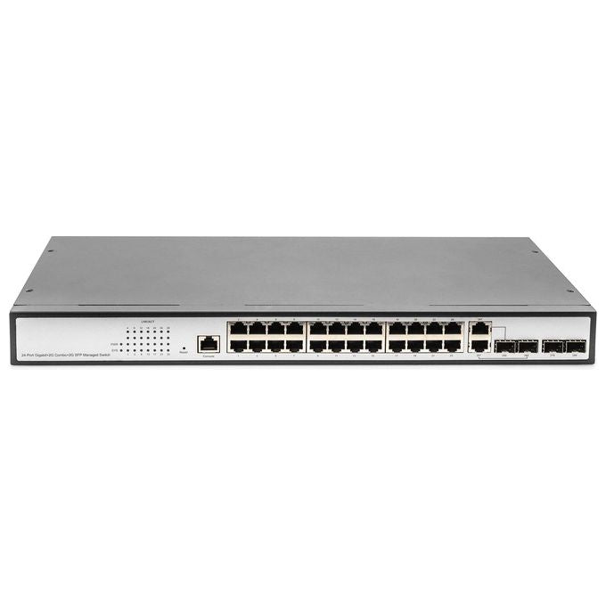 Digitus Switch di rete Gigabit Ethernet da 19'' 24 Porte 4xUplink SFP-RJ45 Layer 2 Gestito Porta CLI Nero