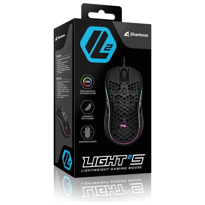 Sharkoon Light² S Mouse Gaming 6200 Dpi Rgb 6 Tasti Configurabili Usb 1.8mt