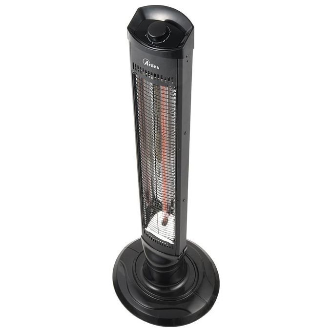 Ardes AR4B03 Stufa in Fibra di Carbonio Oscillante 1 Lampada e 2 Potenze con Struttura in Metallo Torretta al Carbonio Nera