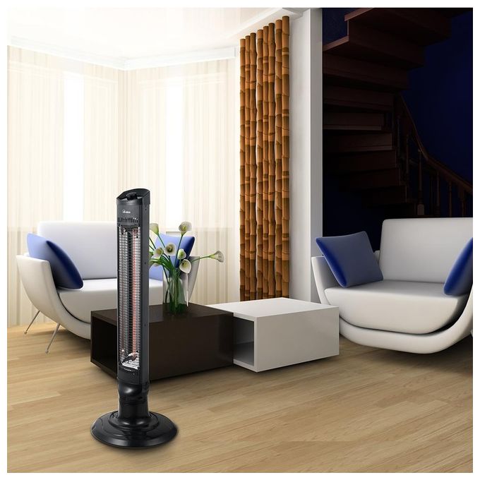 Ardes AR4B03 Stufa in Fibra di Carbonio Oscillante 1 Lampada e 2 Potenze con Struttura in Metallo Torretta al Carbonio Nera