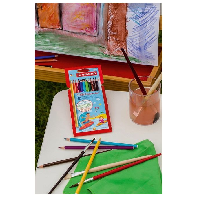 Matita colorata acquarellabile - STABILOaquacolor - Astuccio da 24 Grey Design - Colori assortiti