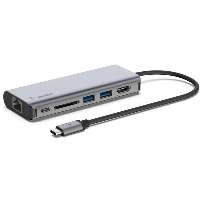 Belkin Hub Usb-C 6-in-1 Multiport-Adapter Nero-Grigio