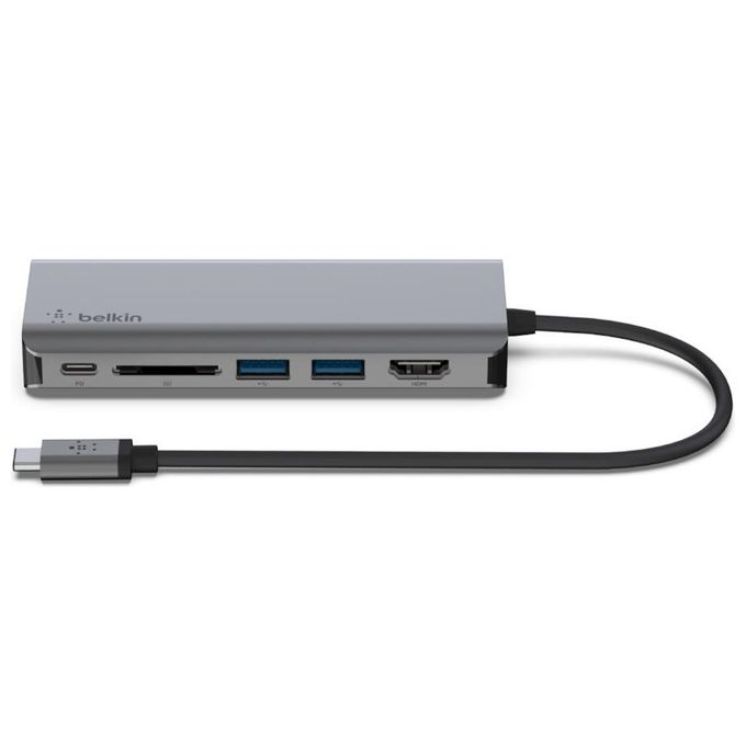 Belkin Hub Usb-C 6-in-1 Multiport-Adapter Nero-Grigio