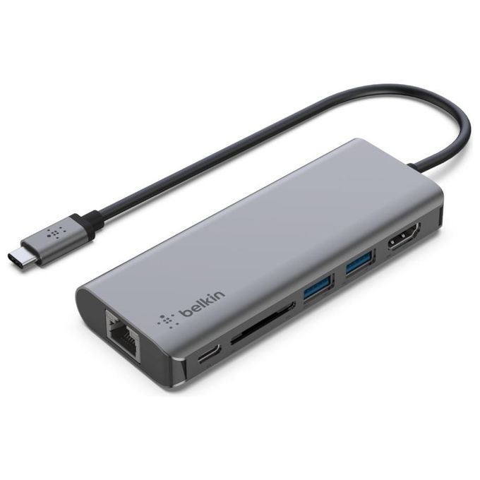 Belkin Hub Usb-C 6-in-1 Multiport-Adapter Nero-Grigio