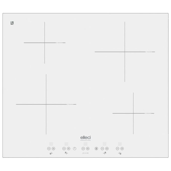 ELLECI PKIL60196 Linea Leaf Piano Cottura a Induzione in vetroceramica 4 Zone Con Boost 9 Livelli di potenza 60 cm Kera White 96