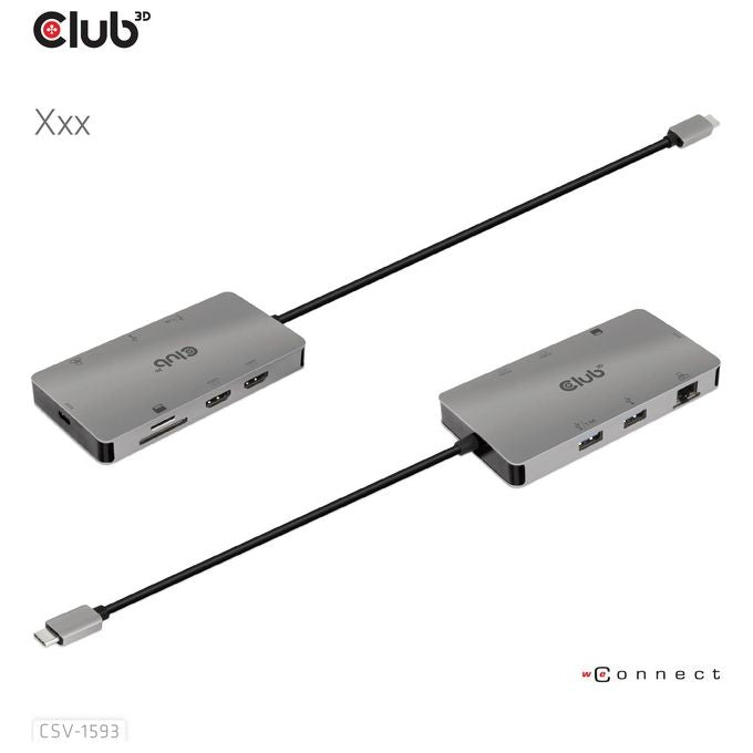 Club3d CSV-1593 Hub di Interfaccia Usb 3.2 Gen 1 Type-C 16200Mbit-s Metallico