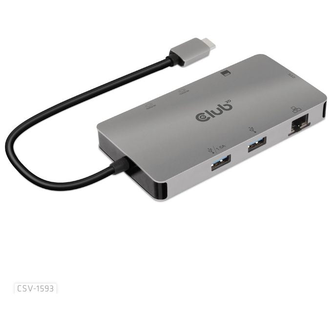 Club3d CSV-1593 Hub di Interfaccia Usb 3.2 Gen 1 Type-C 16200Mbit-s Metallico