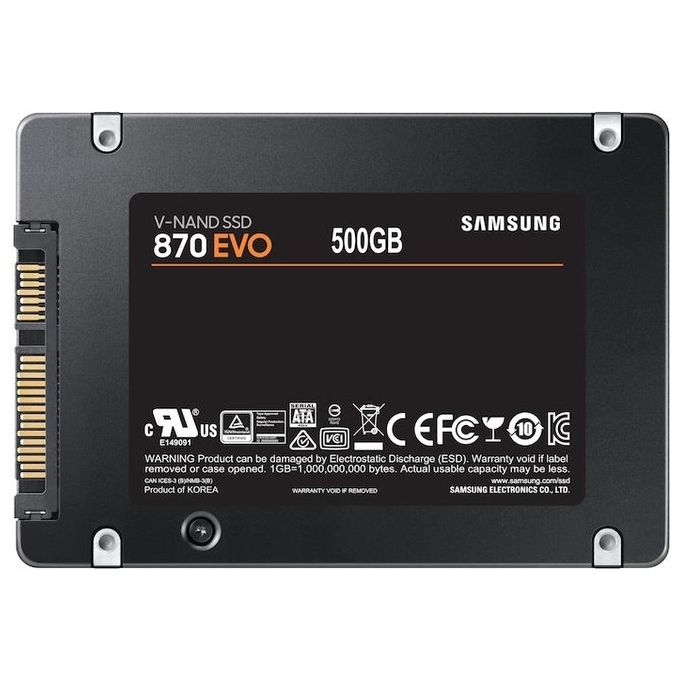 Samsung 870 EVO MZ-77E500B Ssd Crittografato 500Gb Interno 2.5'' SATA