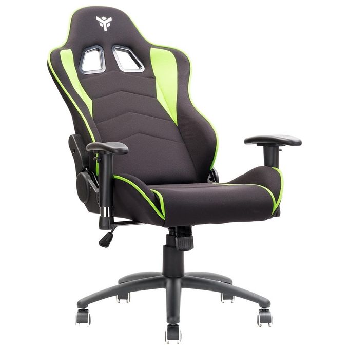 ITEK PLAYCOM FM20 Sedia Gaming ergon. Verde, schienale reclinabile, braccioli e poggiatesta regolabili, sup. lombare, comfort e design, ideale come sedia ufficio, sedia per studio o poltrona per gamer