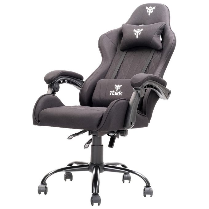 Itek Gaming Chair RHOMBUS FF10 - Tessuto, Doppio Cuscino, Schienale Reclinabile, Nero Nero