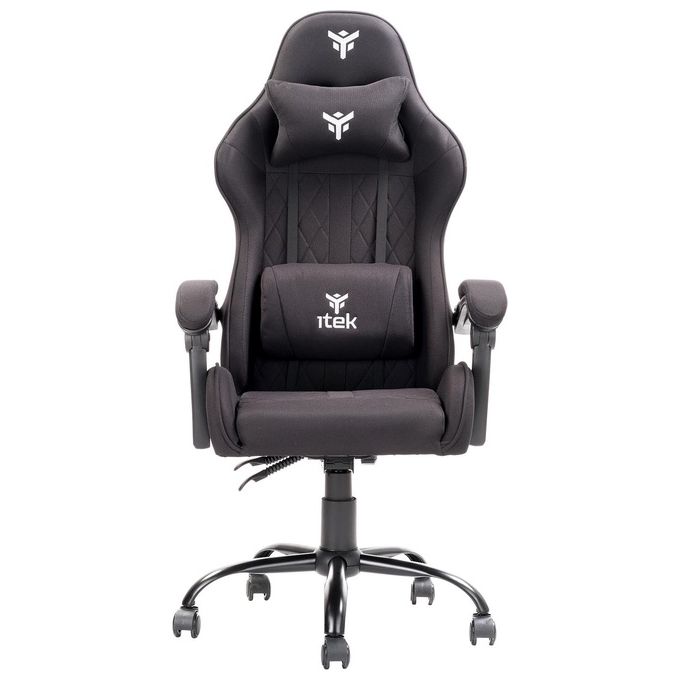Itek Gaming Chair RHOMBUS FF10 - Tessuto, Doppio Cuscino, Schienale Reclinabile, Nero Nero