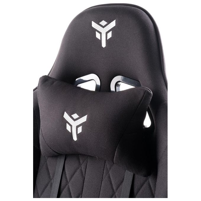 Itek Gaming Chair RHOMBUS FF10 - Tessuto, Doppio Cuscino, Schienale Reclinabile, Nero Nero