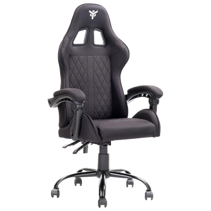 Itek Gaming Chair RHOMBUS FF10 - Tessuto, Doppio Cuscino, Schienale Reclinabile, Nero Nero
