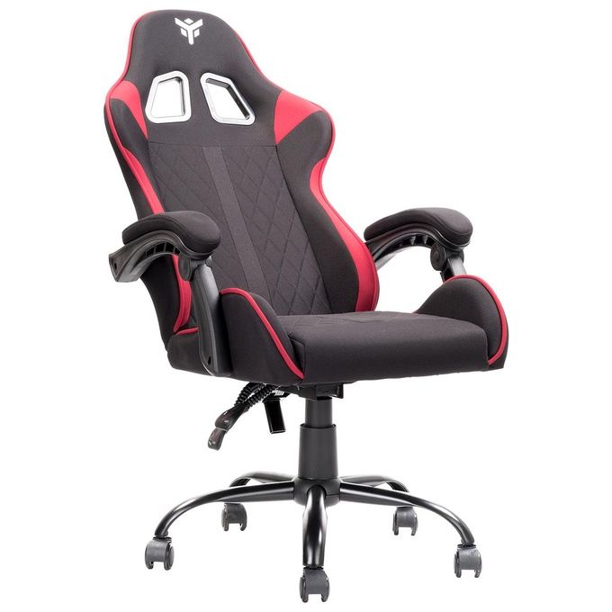 Itek Gaming Chair RHOMBUS FF10 - Tessuto, Doppio Cuscino, Schienale Reclinabile, Nero Rosso