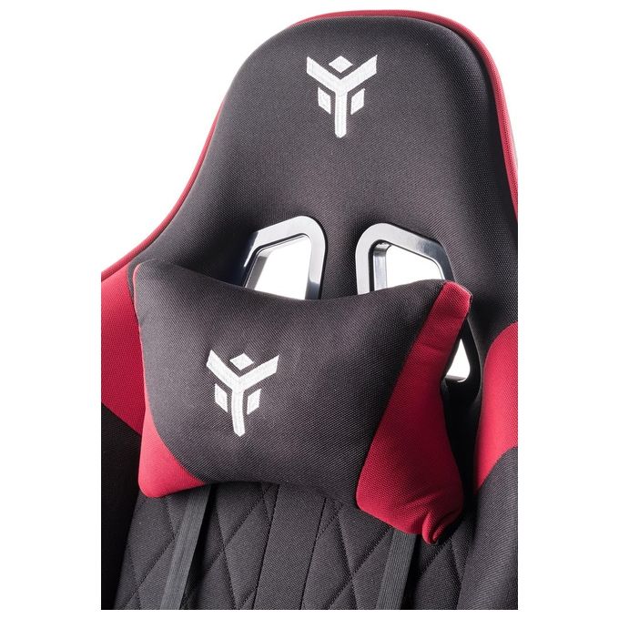 Itek Gaming Chair RHOMBUS FF10 - Tessuto, Doppio Cuscino, Schienale Reclinabile, Nero Rosso