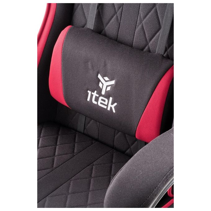 Itek Gaming Chair RHOMBUS FF10 - Tessuto, Doppio Cuscino, Schienale Reclinabile, Nero Rosso