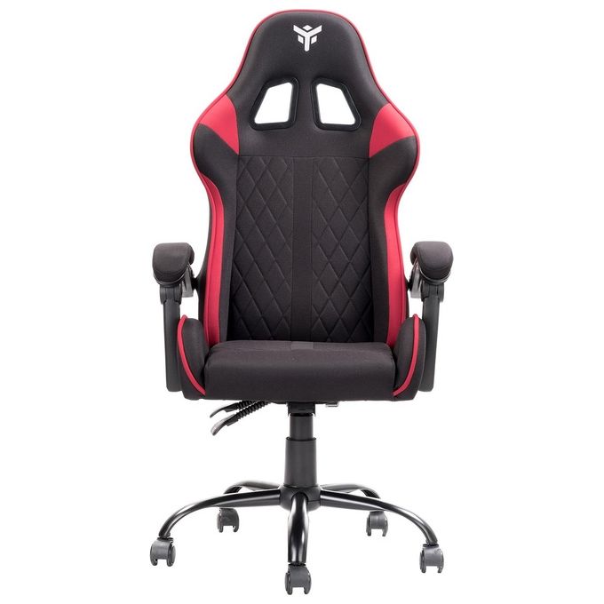 Itek Gaming Chair RHOMBUS FF10 - Tessuto, Doppio Cuscino, Schienale Reclinabile, Nero Rosso