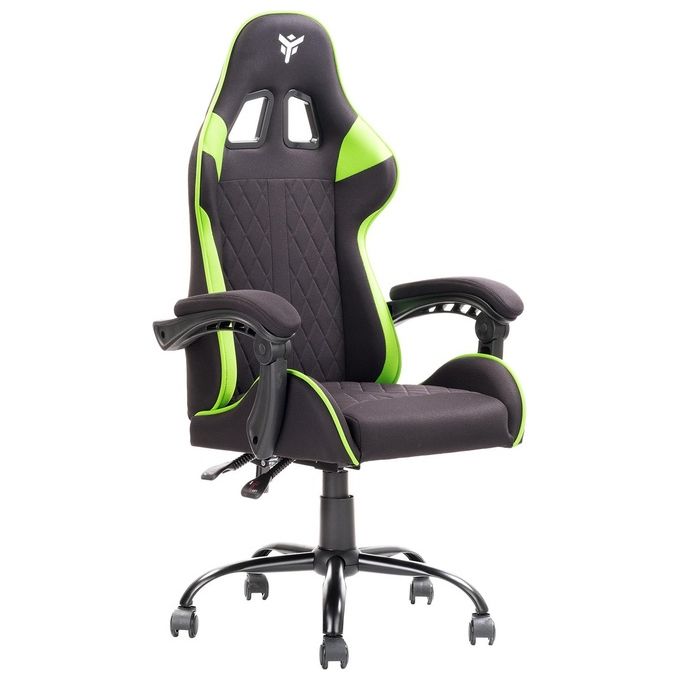 Itek Gaming Chair RHOMBUS FF10 - Tessuto, Doppio Cuscino, Schienale Reclinabile, Nero Verde
