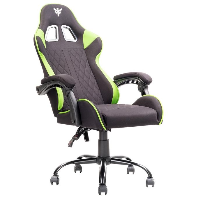 Itek Gaming Chair RHOMBUS FF10 - Tessuto, Doppio Cuscino, Schienale Reclinabile, Nero Verde
