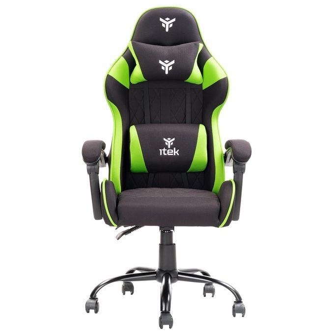 Itek Gaming Chair RHOMBUS FF10 - Tessuto, Doppio Cuscino, Schienale Reclinabile, Nero Verde