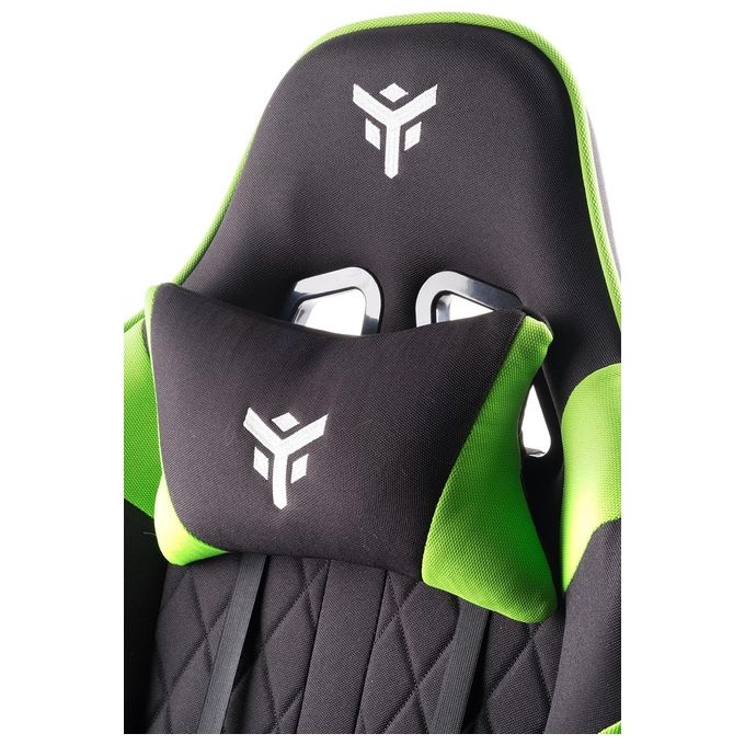 Itek Gaming Chair RHOMBUS FF10 - Tessuto, Doppio Cuscino, Schienale Reclinabile, Nero Verde