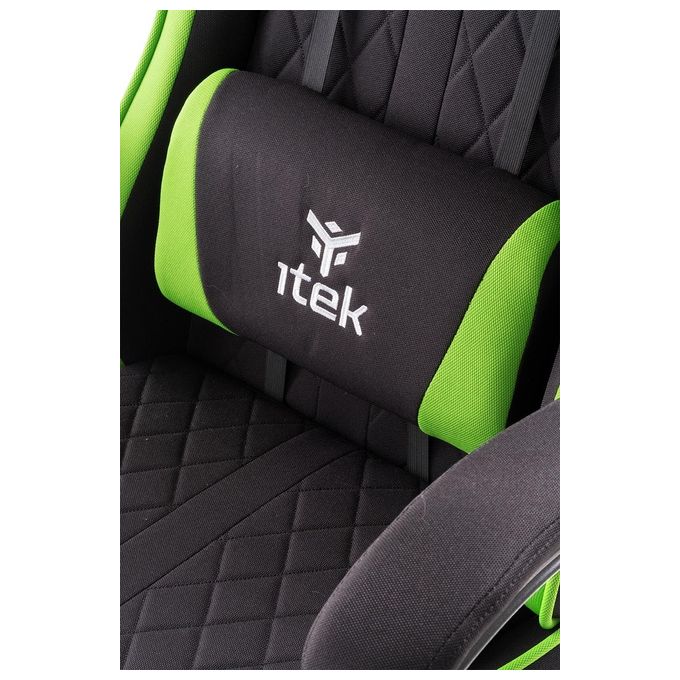 Itek Gaming Chair RHOMBUS FF10 - Tessuto, Doppio Cuscino, Schienale Reclinabile, Nero Verde