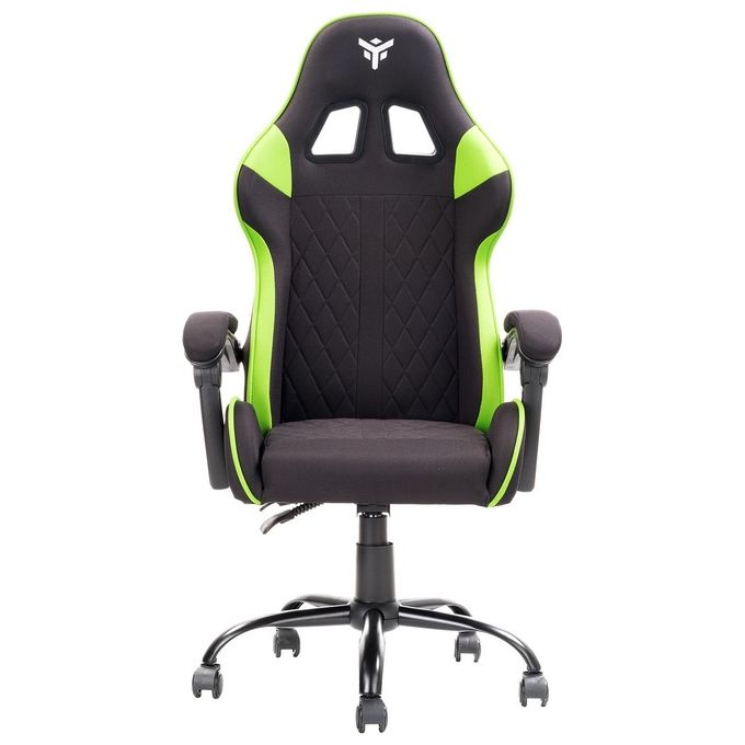 Itek Gaming Chair RHOMBUS FF10 - Tessuto, Doppio Cuscino, Schienale Reclinabile, Nero Verde