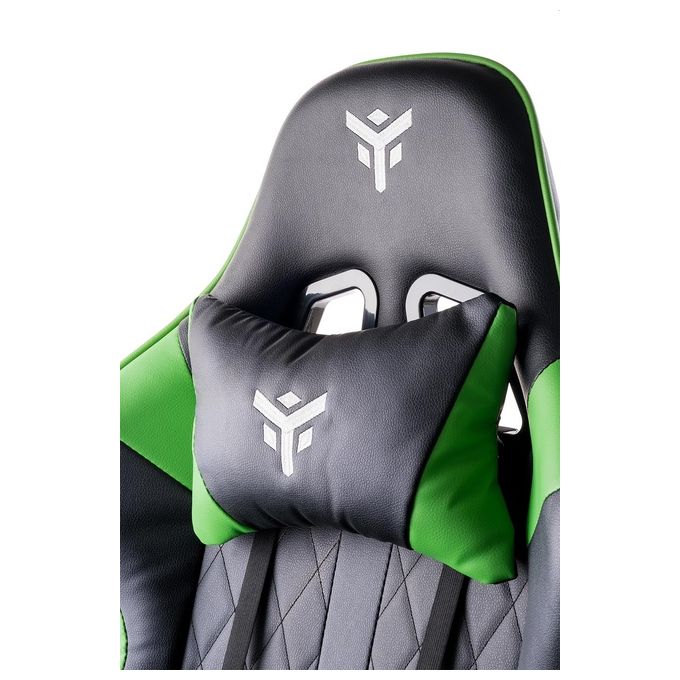 Itek Gaming Chair RHOMBUS PF10 - PVC, Doppio Cuscino, Schienale Reclinabile, Nero Verde